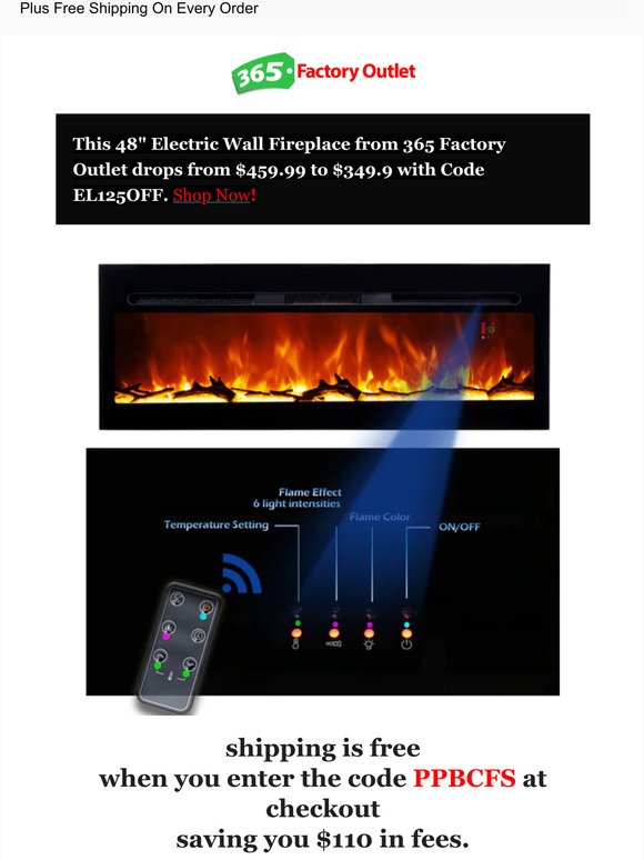 48" Electric Wall Fireplace $335 Shipped