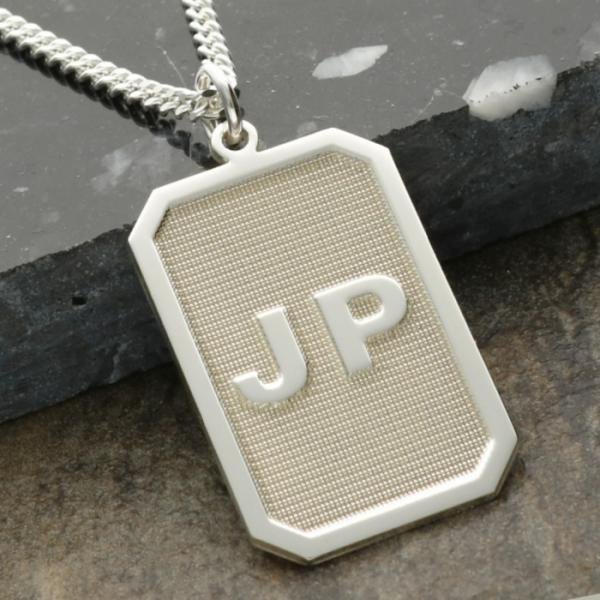 Sterling Silver Rectangle 3D Initials Pendant With Chain And Optional Engraving