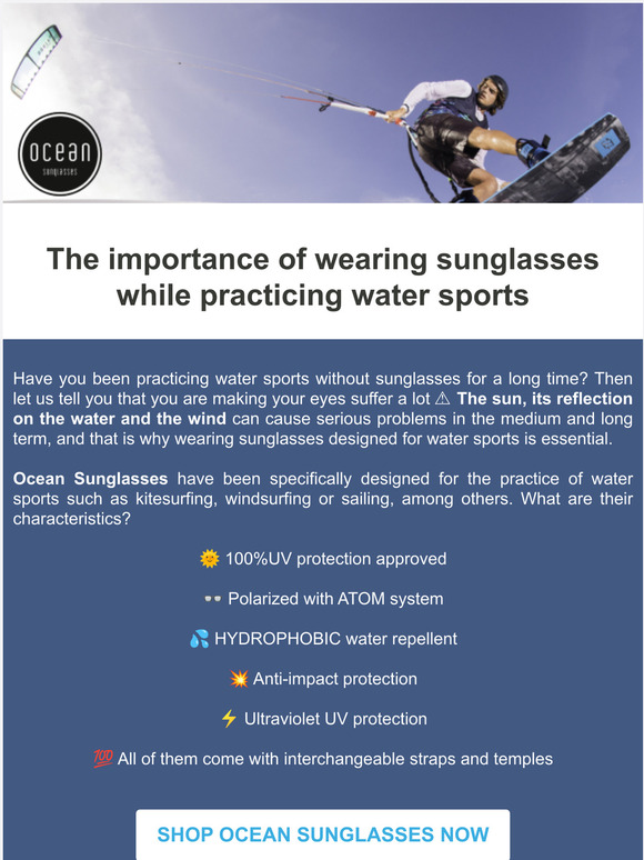  The importance of wearing sunglasses while practicing water sports