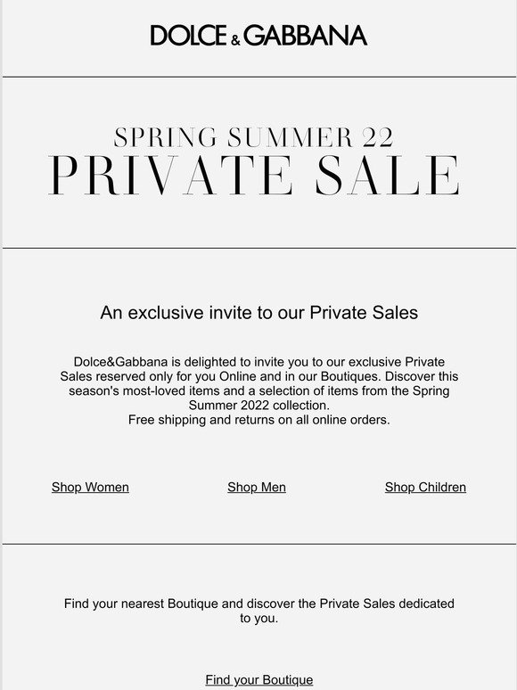 Dolce & Gabbana: Private Sales: only for you | Milled
