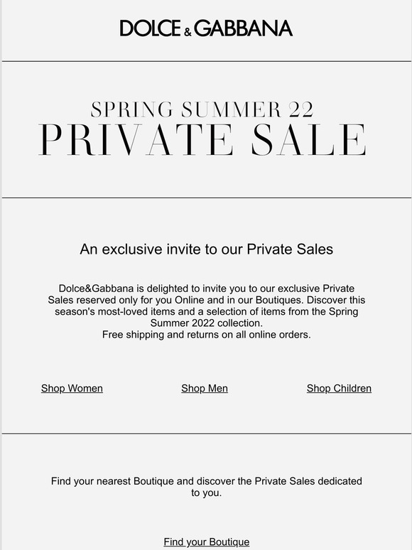 Dolce & Gabbana: Private Sales: only for you | Milled