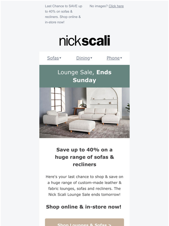 Nick Scali Online Lounge Sale Ends Sunday! Milled