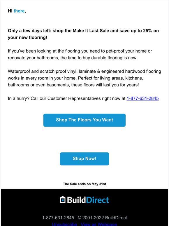 LAST WEEKEND: up to 25% off waterproof vinyl & laminate flooring