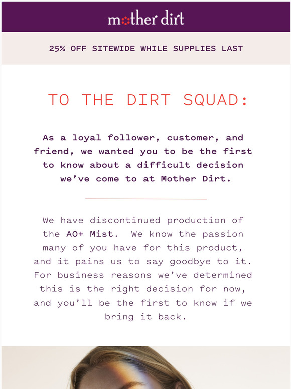 A Note To Our Dirt Squad