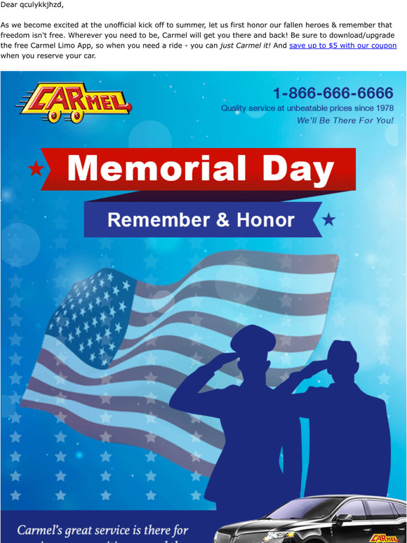 Carmellimo Memorial Day 2022 Milled