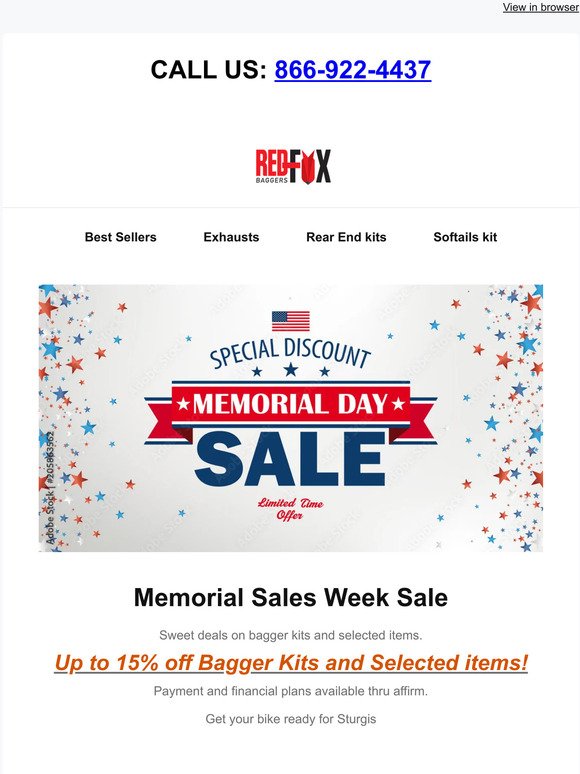 Memorial Day Week-end Sale - up to 15% off discount