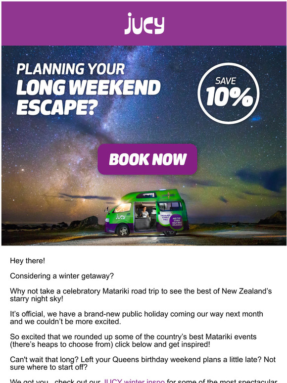 Book your Long Weekend Escape now with 10% Off!