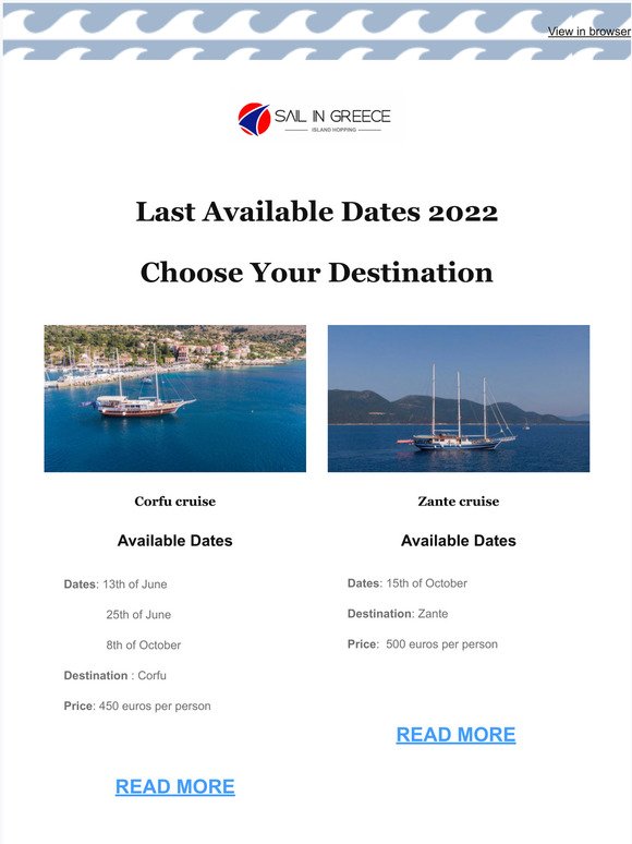 Last Available Dates for 2022 - Book Your Gulet Now ! 