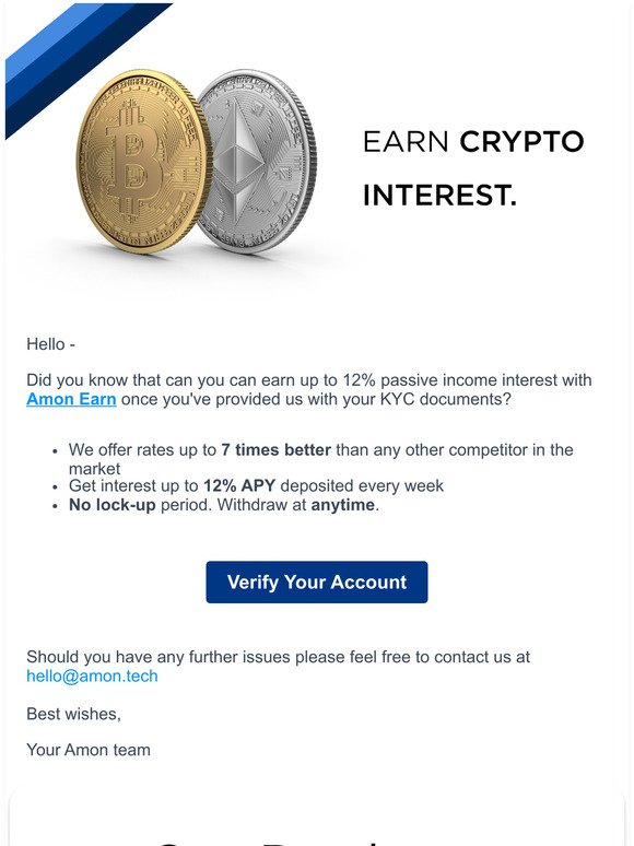 Complete Your KYC   Get Crypto Interest With Amon Earn 
