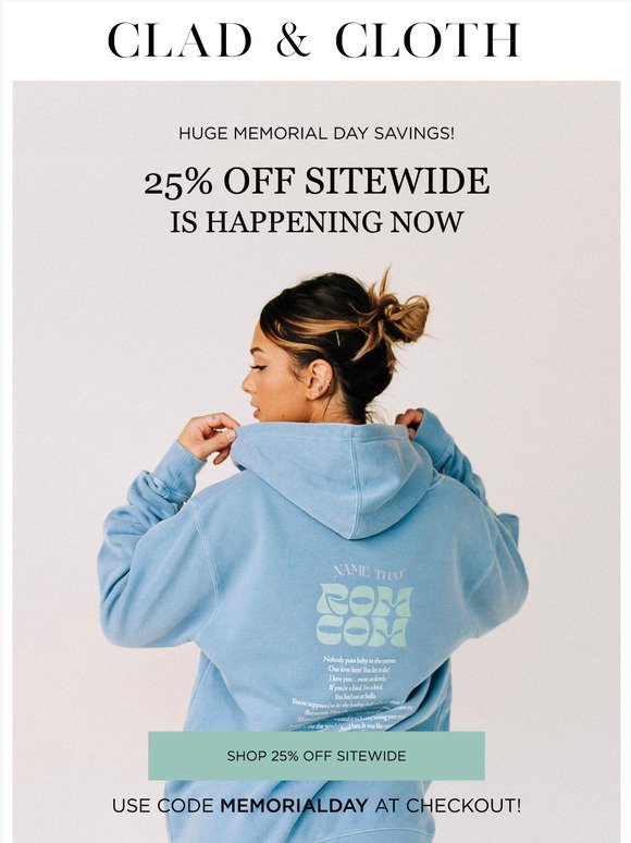25% Off Site-wide Memorial Day Sale