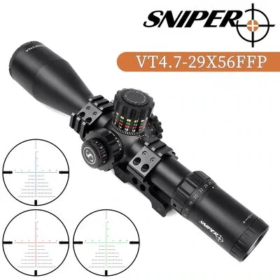 Sniper VT4.7-29x56 FFP 35MM Scope First Focal Plane Riflescope with Red/Green/Blue Illuminated Reticle