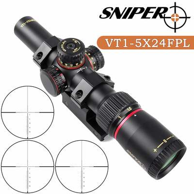 Sniper VT1-5X24FFPL First Focal Plane (FFP) Scope with Red/Green Illuminated Reticle