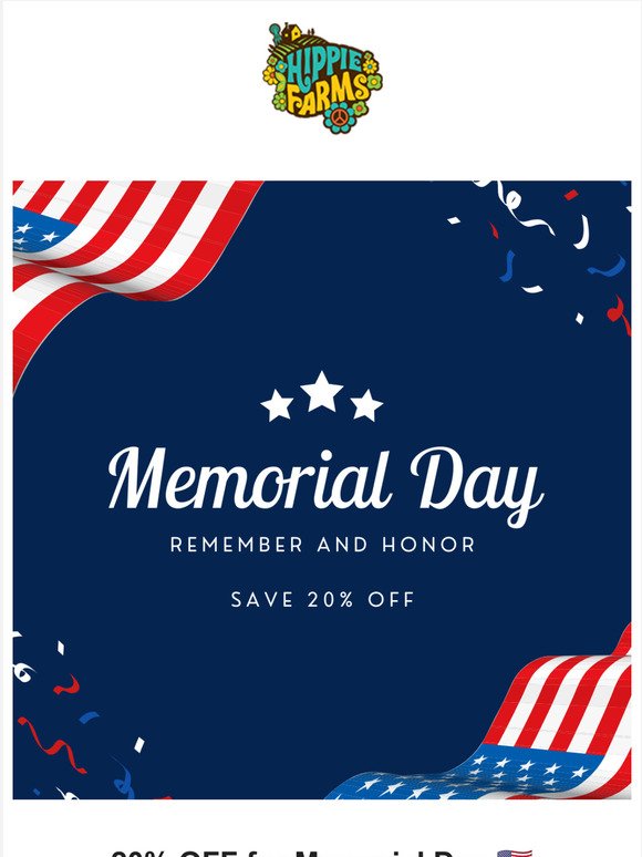 Let's celebrate Memorial Day with 20% OFF!