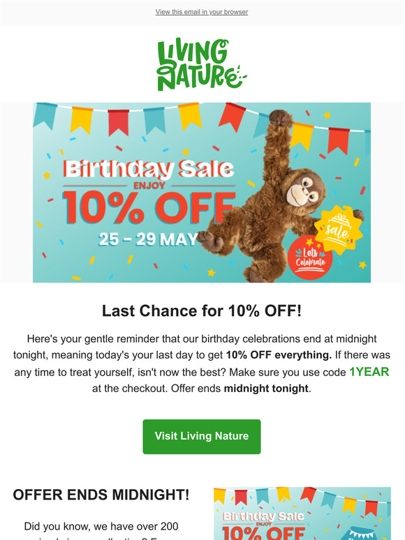Hurry, 10% off everything ends tonight!