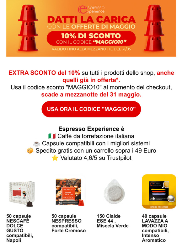 espressoexperience.it: Non perdere gli sconti dei SUPER SALDI estivi!