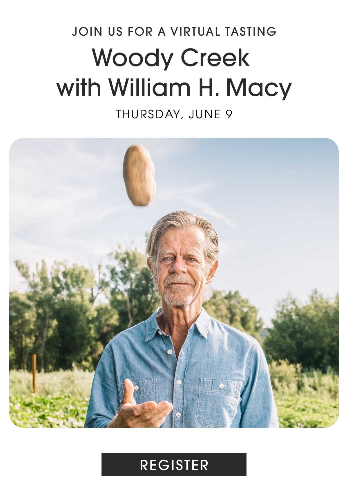 Join us for a Virtual Tasting - Woody Creek with William H Macy