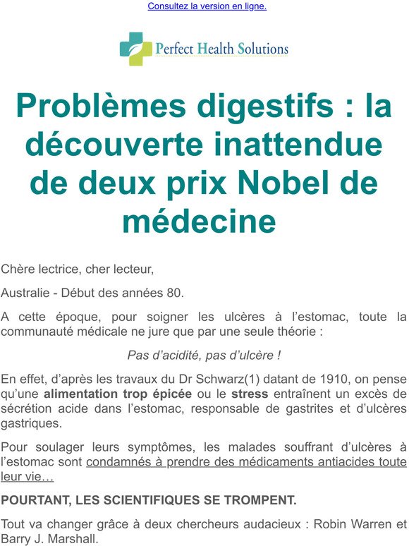 Problmes digestifs : la dcouverte inattendue de deux prix Nobel de mdecine