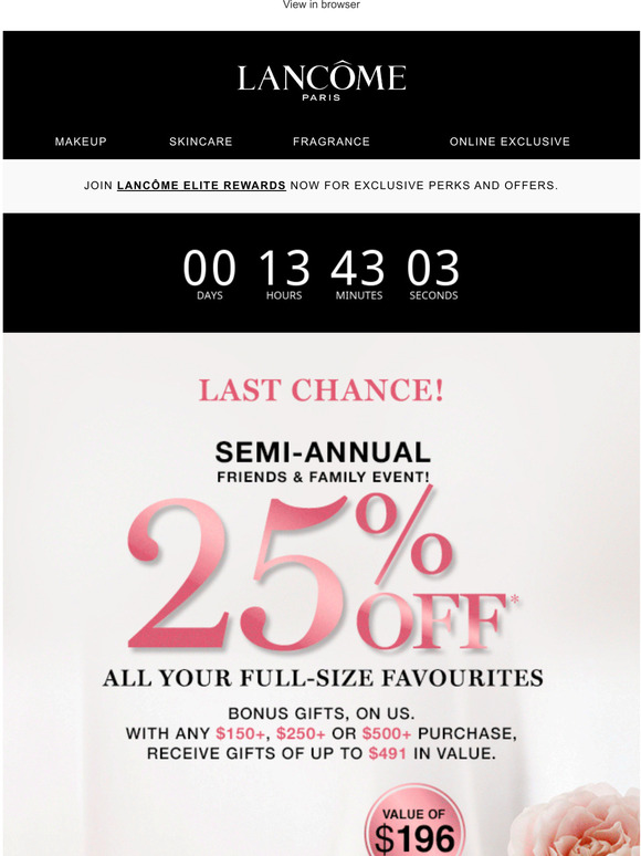 Your last chance to receive $491 worth of Lancme gifts 