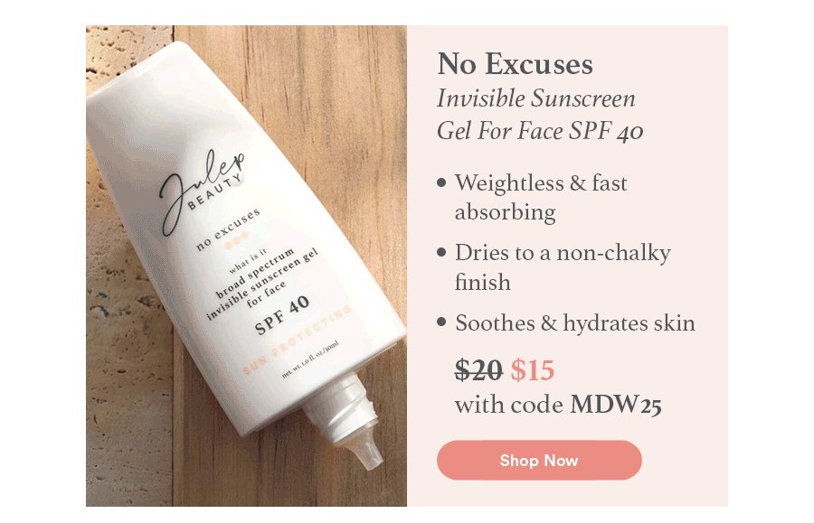No Excuses Invisible Sunscreen Gel For Face SPF 40