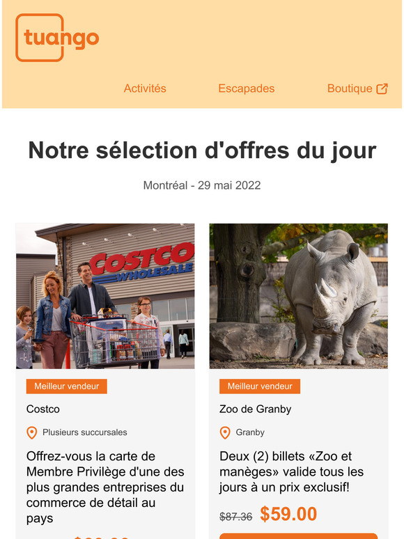 Tuango Costco Zoo de Granby Complexe Atlantide Milled