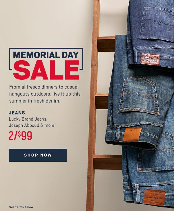 Men's Wearhouse: Our Memorial Day Sale will get you ready for summer: 2/$99  jeans & more | Milled