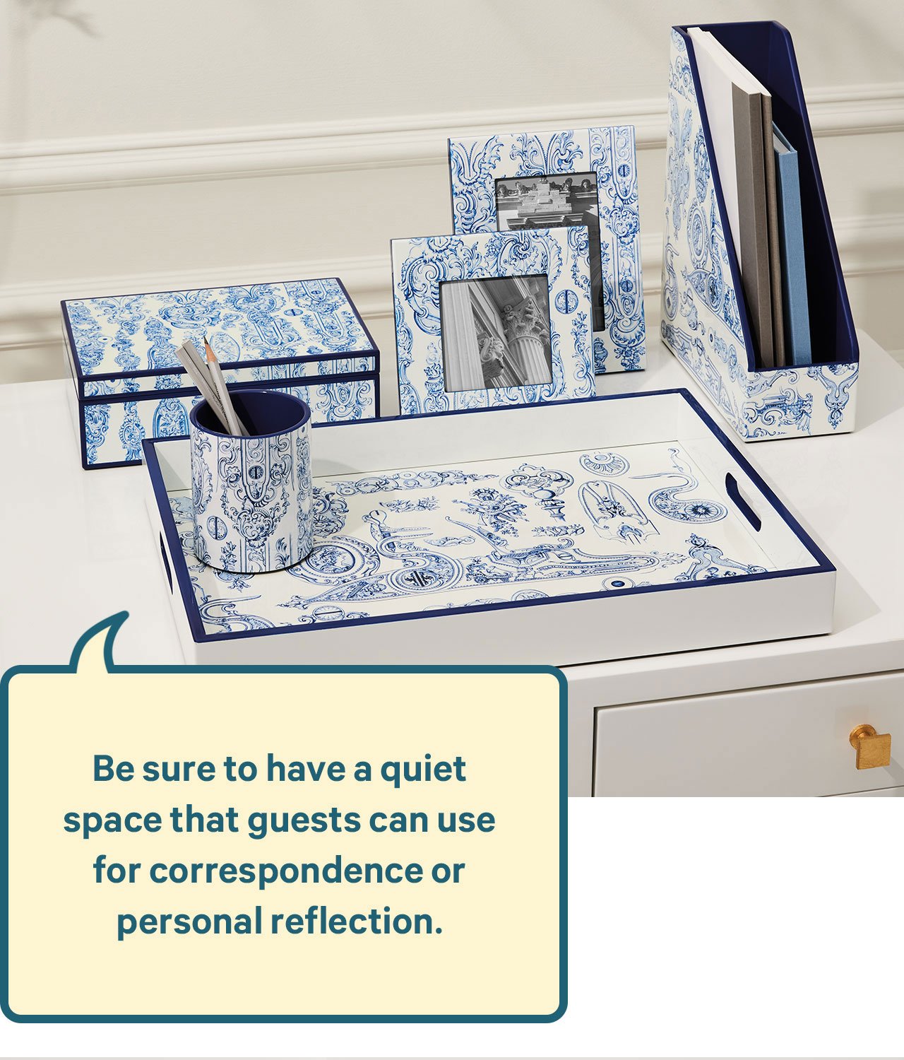 Be sure to have a quiet space that guests can use for correspondence or personal reflection.