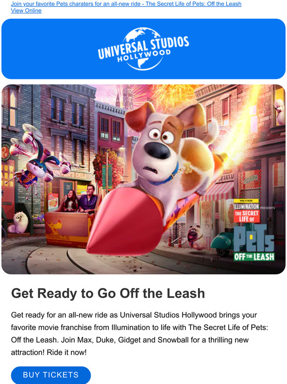 Universal Studios Hollywood™ Now Open! The Secret Life of Pets Off