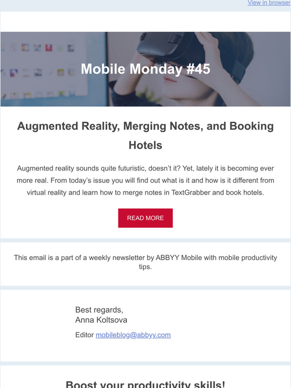 Mobile Monday #45: Augmented Reality, Merging Notes, and Booking Hotels