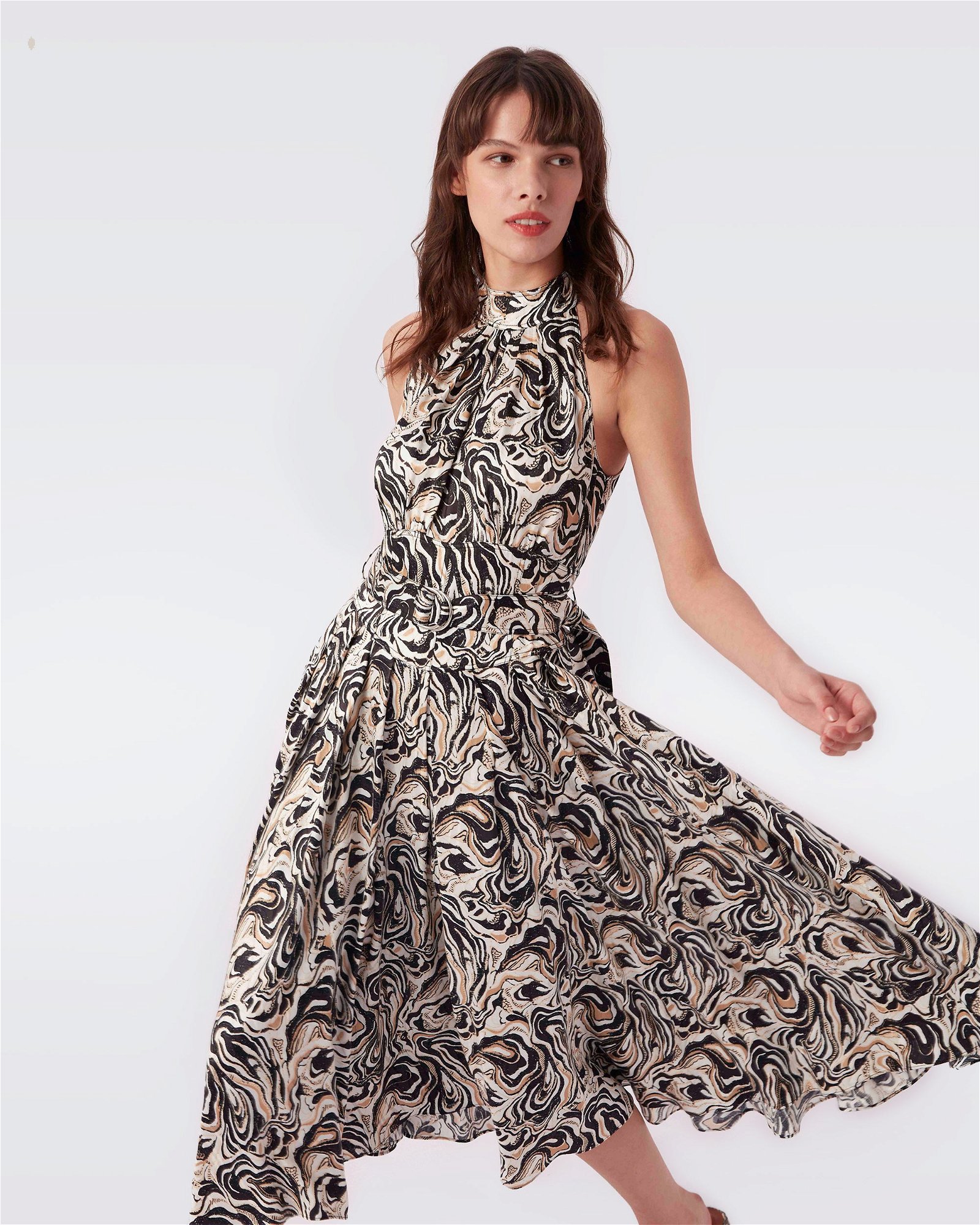 Image of Nicola Georgette-Blend Midi Dress