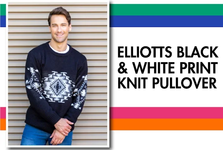Elliots Black and White Print Knit Pullover