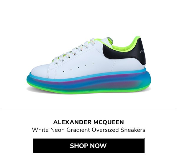 ALEXANDER MCQUEEN White Neon Gradient Oversized Sneakers, shop now