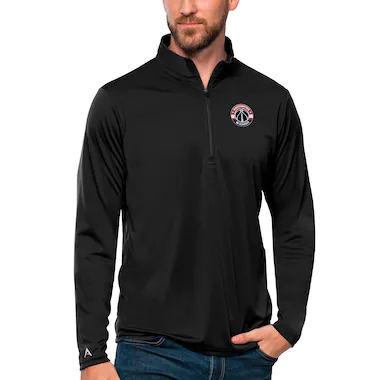 Men's Antigua Black Washington Wizards Tribute Quarter-Zip Pullover Top