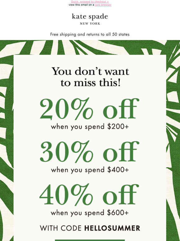 kate spade 40 off code