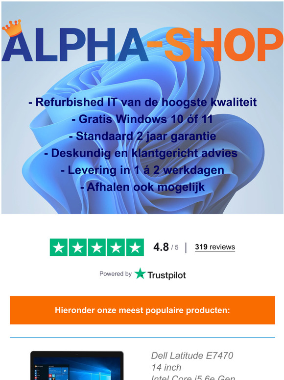 2 jaar garantie n Windows 11 bij Alpha-Shop