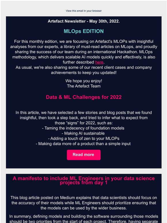 MAY News | The MLOPs Edition | Video with Artefact CEO | Webhelp client case