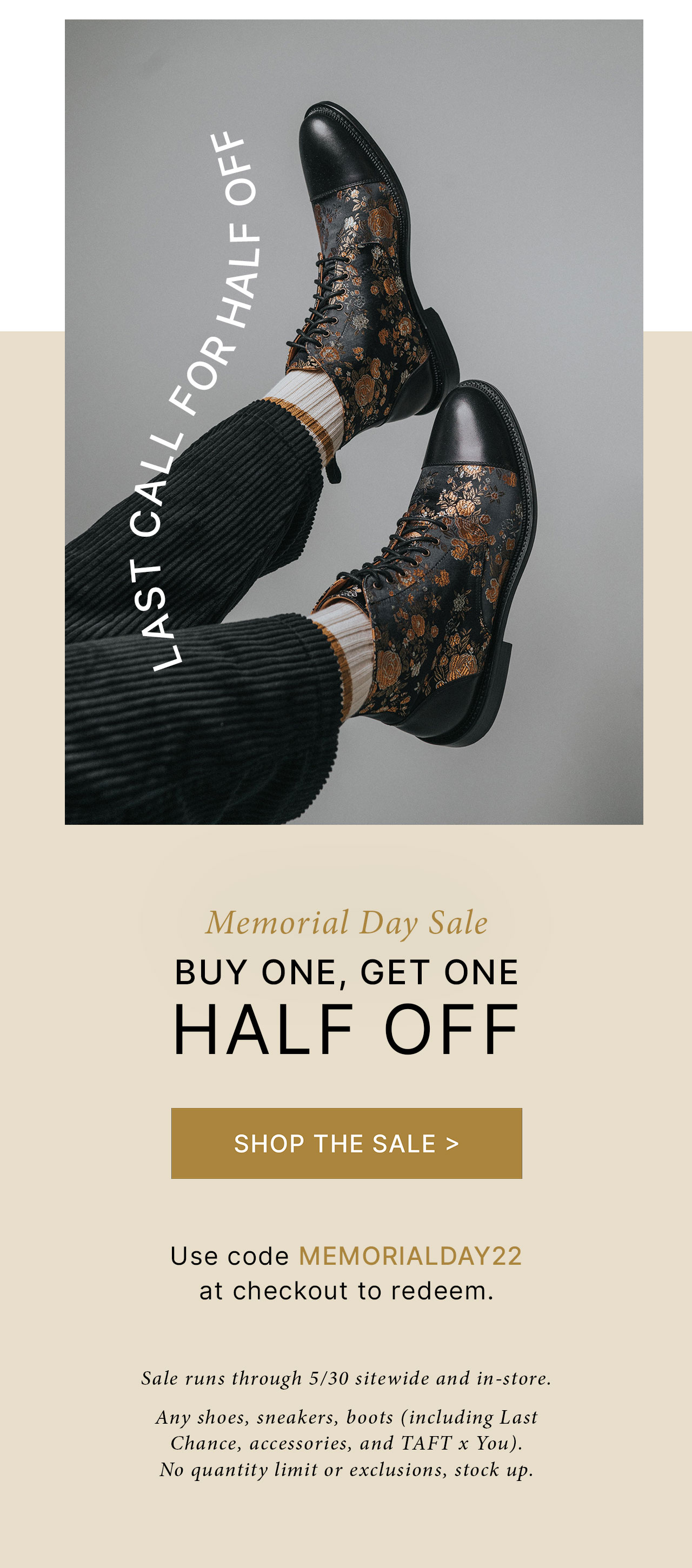 Taft boots hot sale discount code