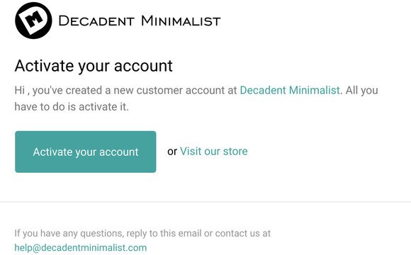 Decadent Minimalist account activation