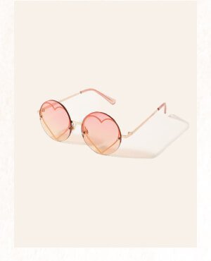 Sunset heart round sunglasses with pouch
