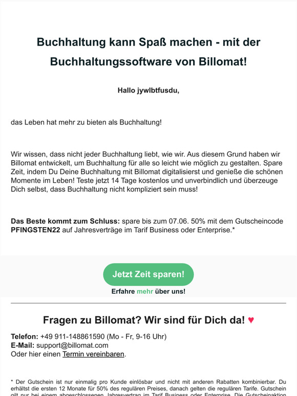 Digitalisiere Deine Buchhaltung mit Billomat und spare 50% nur noch bis zum 07.06!