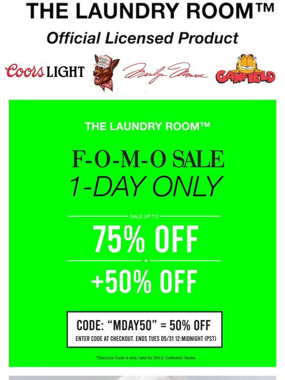  FOMO SALE 1-DAY ONLY