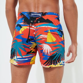 Men Stretch Swim Trunks Hawaiian Stretch - Vilebrequin x Palm Angels
