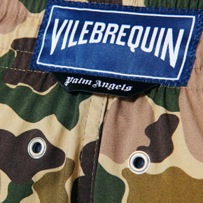 Men Stretch Swim Trunks Large Camo - Vilebrequin x Palm Angels
