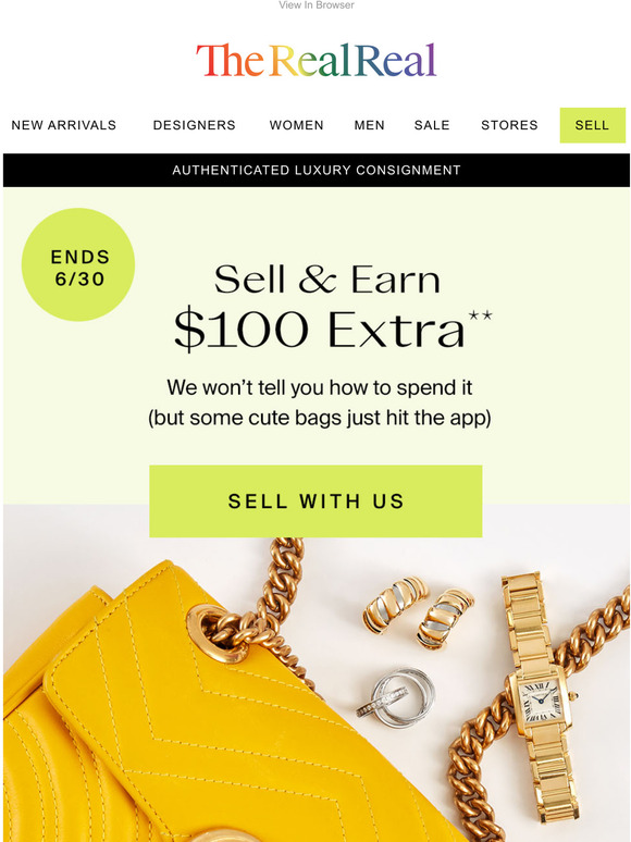 The RealReal First time selling? Earn 100 extra. Milled