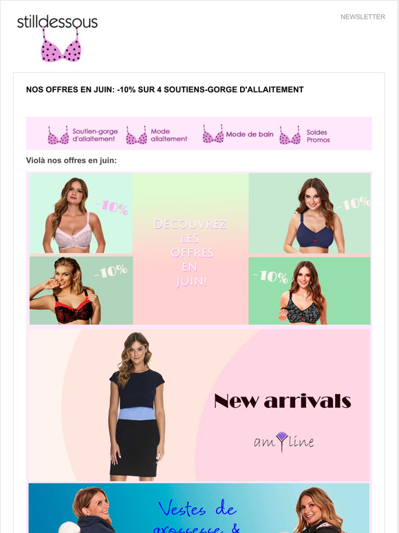 Nos offres en juin: -10% sur 4 soutiens-gorge d'allaitement