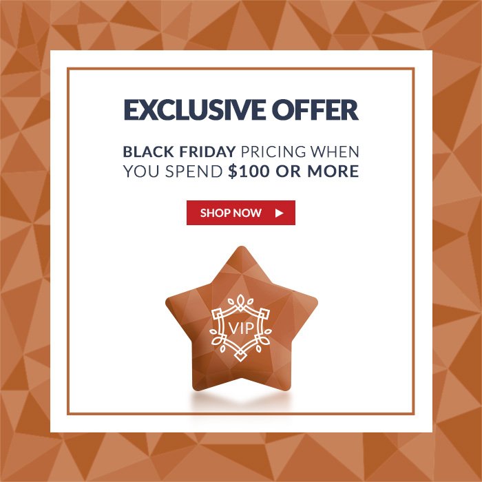 EXCLUSIVE OFFER: Black Friday Pricing when you spend $100 or more