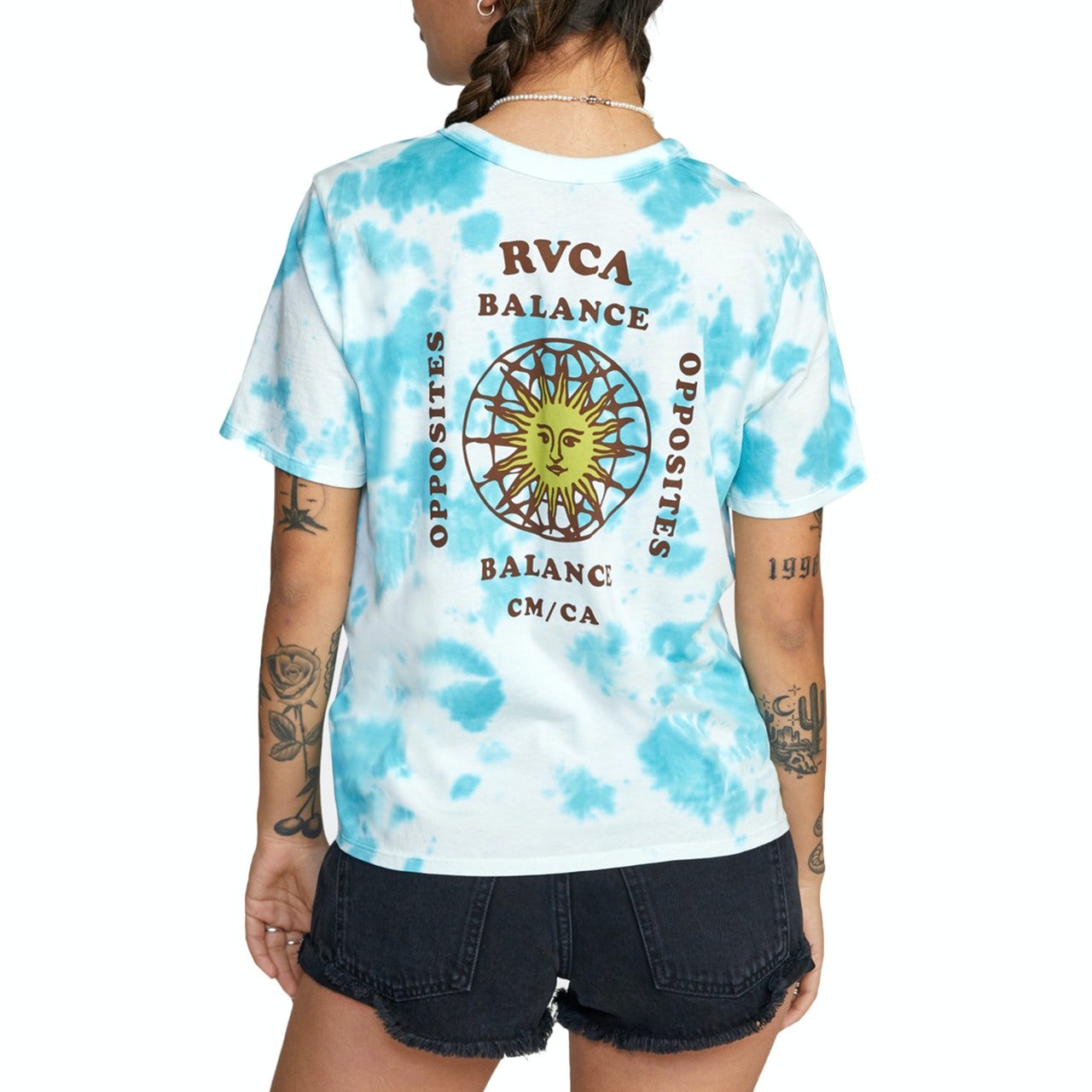 RVCA West Womens Short Sleeve T-Shirt - Blue Tie Dye