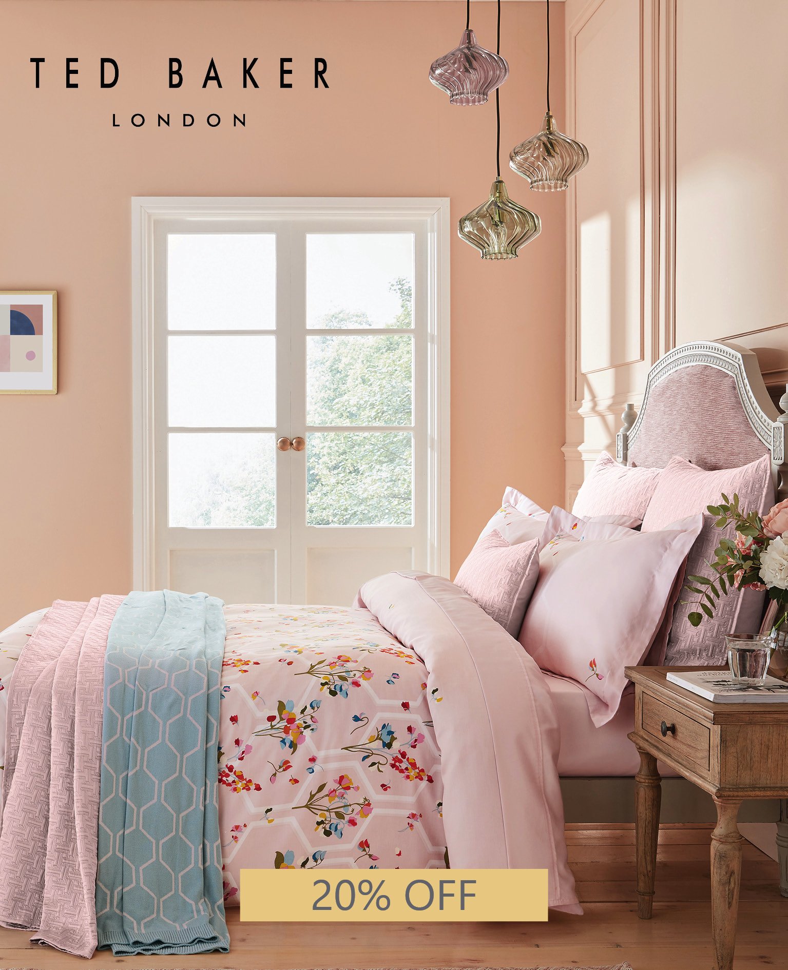 Ted Baker Peppermint Bedding in Soft Pink
