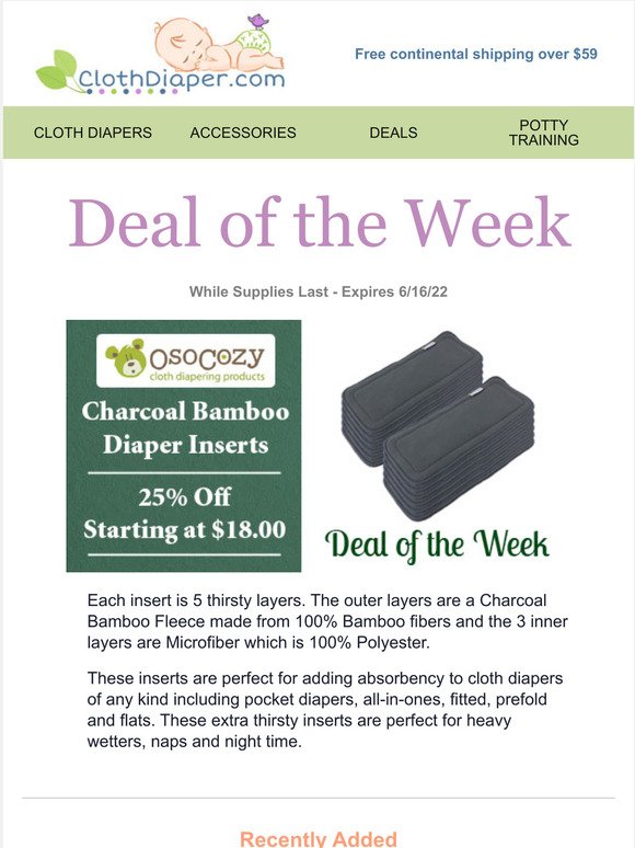 Deal of the Week: 25% Off OsoCozy Charcoal Bamboo/Microfiber Inserts (12 pk)