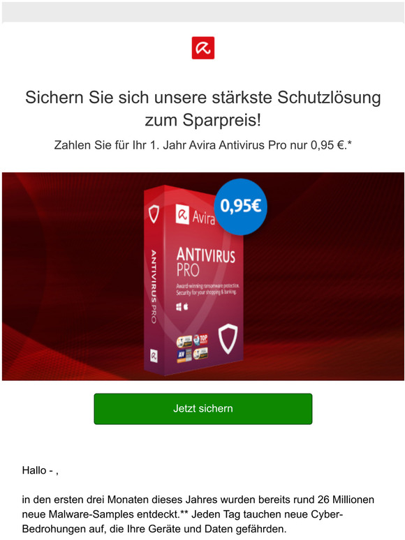 -mehr Avira Schutz fr nur 0,95  im 1. Jahr.