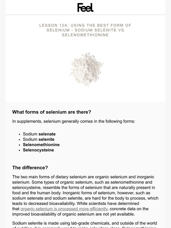 Using the Best Form of Selenium: Sodium Selenite vs Selenomethionine